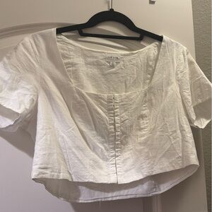 Le Lis White Square-Neck Short Sleeve Blouse